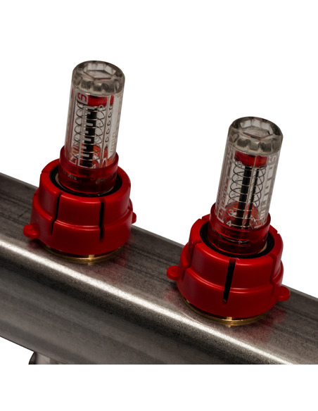 Коллектор STOUT из нержавеющей стали с расходомерами 12 вых.