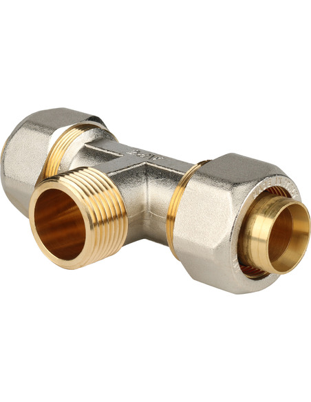 Тройник переходной STOUT 32x1"х32 НР для металлопластиковых труб обжим