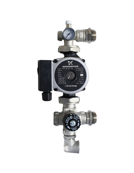 Насосно-смесительный узел STOUT термостат. клапан 30-60°C, 4х ходовой, насос UPSO 25-65 130