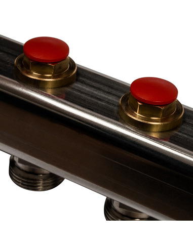 Коллектор STOUT из нержавеющей стали без расходомеров 8 вых. с воздухоотводчиком и сливом