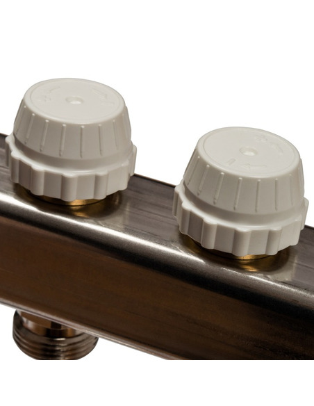 Коллектор STOUT из нержавеющей стали без расходомеров 8 вых. с воздухоотводчиком и сливом