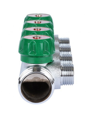 Коллектор регулирующий STOUT 3/4", 4 вых. 1/2" плоское уплотнение