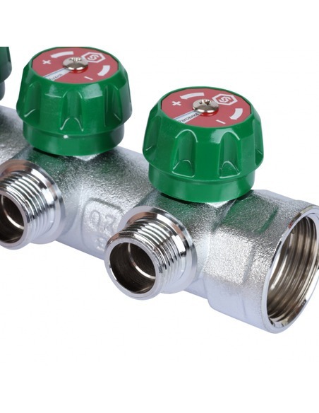 Коллектор регулирующий STOUT 3/4", 4 вых. 1/2" плоское уплотнение