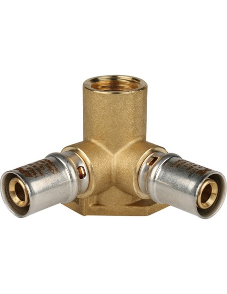 Тройник с креплением STOUT 16x1/2" ВР для металлопластиковых труб пресс