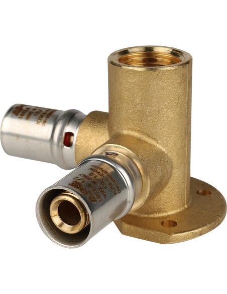 Тройник с креплением STOUT 16x1/2" ВР для металлопластиковых труб пресс