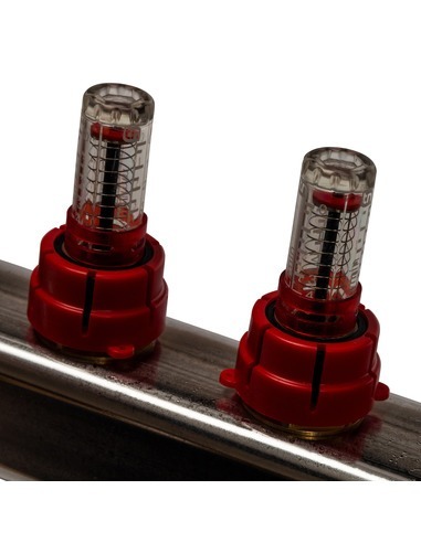 Коллектор STOUT из нержавеющей стали с расходомерами 10 вых. с воздухоотводчиком и сливом