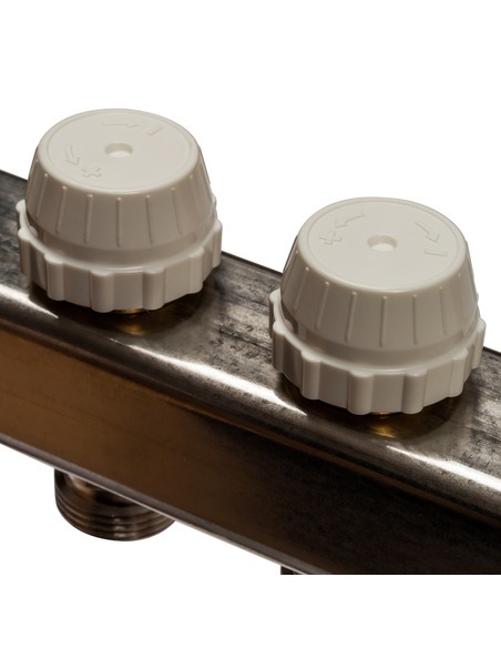 Коллектор STOUT из нержавеющей стали с расходомерами 10 вых. с воздухоотводчиком и сливом