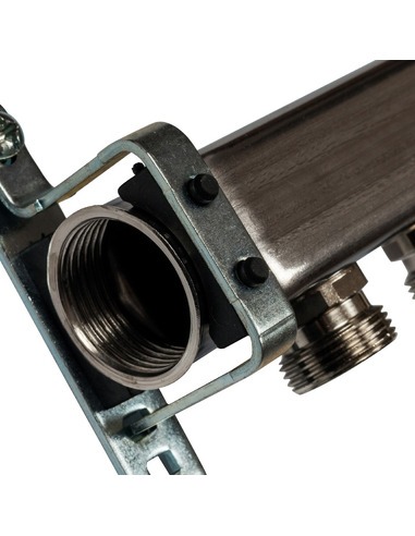 Коллектор STOUT из нержавеющей стали для радиаторной разводки 6 вых. с воздухоотводчиком