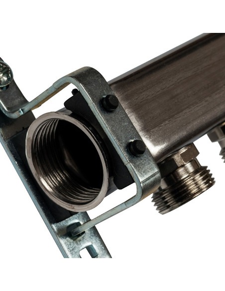 Коллектор STOUT из нержавеющей стали для радиаторной разводки 6 вых. с воздухоотводчиком