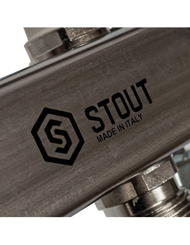 Коллектор STOUT из нержавеющей стали для радиаторной разводки 6 вых. с воздухоотводчиком