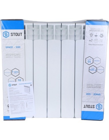 Биметаллический радиатор STOUT Space 500 х7 нижн. подкл.