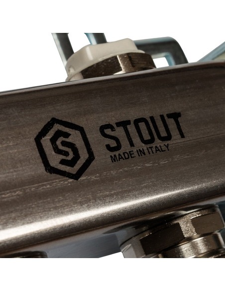 Коллектор STOUT из нержавеющей стали для радиаторной разводки 9 вых. с воздухоотводчиком