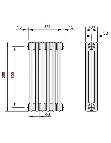 Радиатор трубчатый Zehnder Charleston 3057/06 1270/7610 1/2" RAL9016 (кроншт. в компл.)