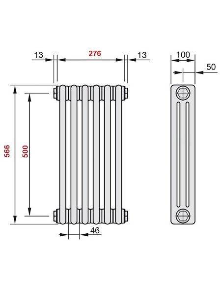 Радиатор трубчатый Zehnder Charleston 3057/06 1270/7610 1/2" RAL9016 (кроншт. в компл.)