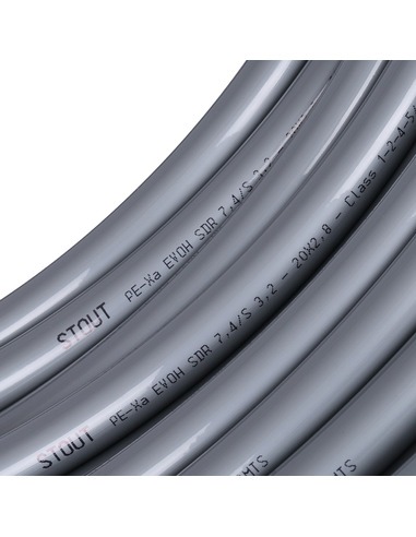 Труба из сшитого полиэтилена STOUT 20х2,8 PE-Xa/EVOH серая (бухта 100 м)