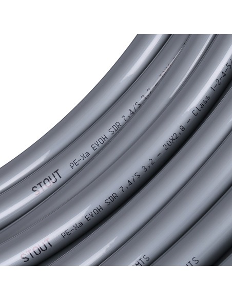 Труба из сшитого полиэтилена STOUT 20х2,8 PE-Xa/EVOH серая (бухта 100 м)