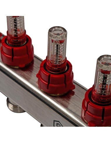 Коллектор STOUT из нержавеющей стали в сборе с расходомерами 10 вых.