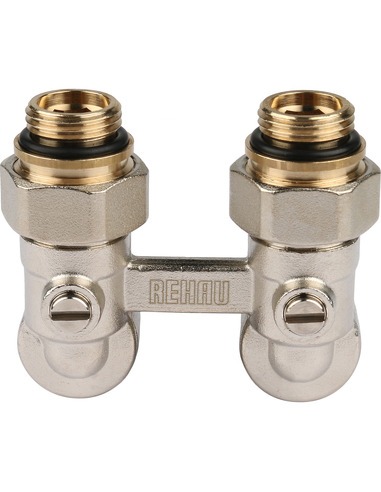 Блок шаровых кранов РЕХАУ G1/2" x G3/4" угловой с соединительным ниппелем