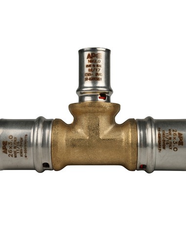 Тройник переходной STOUT 26x16x26 для металлопластиковых труб пресс