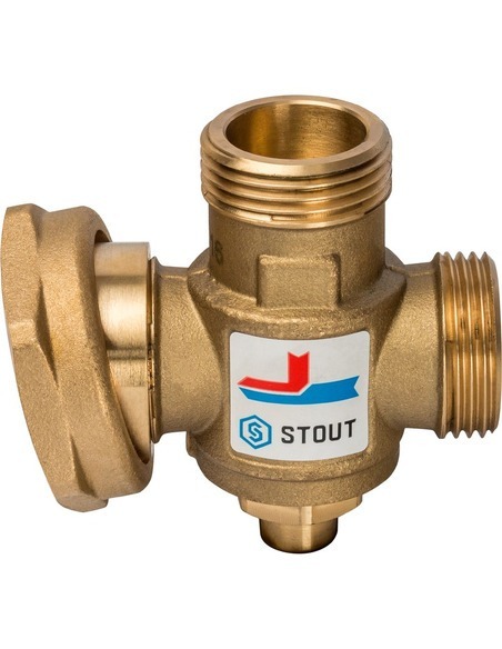 Термостатический смесительный клапан STOUT 70°C, 1" НРх1" НРх1 1/2" НГ, Kvs 3,2