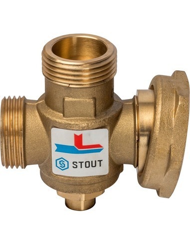 Термостатический смесительный клапан STOUT 70°C, 1" НРх1" НРх1 1/2" НГ, Kvs 3,2