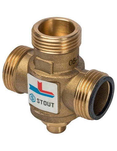 Термостатический смесительный клапан STOUT 70°C, 1" НРх1" НРх1 1/2" НГ, Kvs 3,2