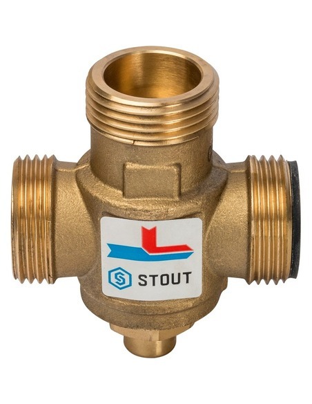 Термостатический смесительный клапан STOUT 70°C, 1" НРх1" НРх1 1/2" НГ, Kvs 3,2