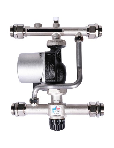 Насосно-смесительный узел STOUT термостат. клапан 30-60°C, насос UPSO 25-65 130