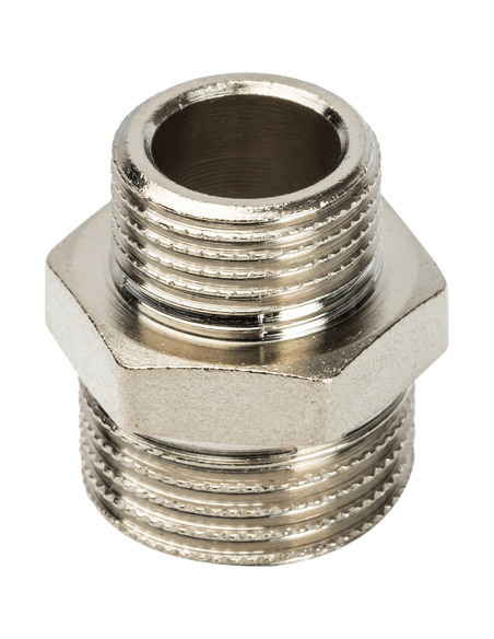Ниппель переходной никелированный STOUT 1/2"х3/8" НР