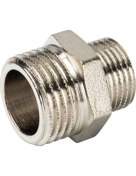 Ниппель переходной никелированный STOUT 1/2"х3/8" НР