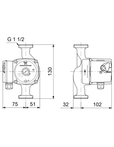 Насос циркуляционный Grundfos UPS 25-40 130