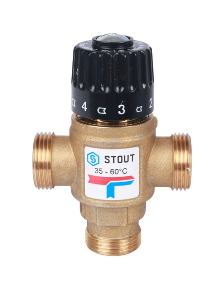Термостатический смесительный клапан STOUT 35-60°C, 3/4" НР, Kvs 1,6
