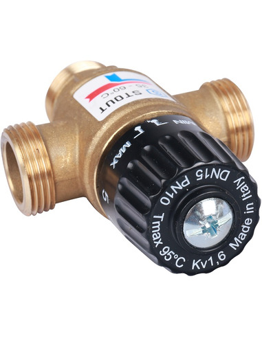 Термостатический смесительный клапан STOUT 35-60°C, 3/4" НР, Kvs 1,6