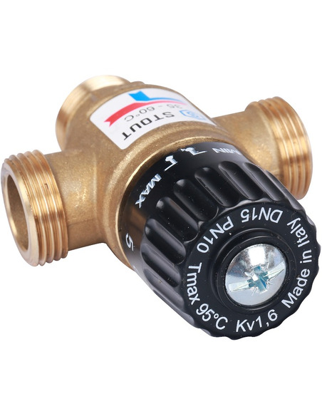 Термостатический смесительный клапан STOUT 35-60°C, 3/4" НР, Kvs 1,6