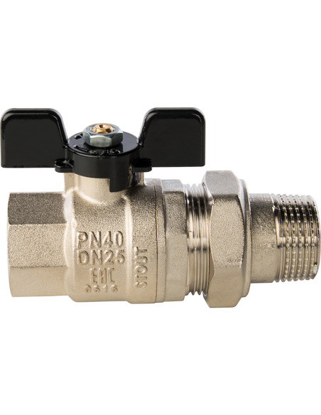 Кран шаровой STOUT полнопроходной 1" со сгоном (бабочка)