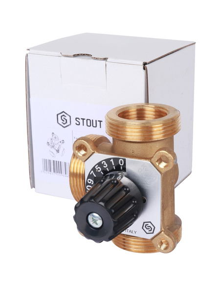 Клапан трехходовой смесительный STOUT 1" (1 1/2") НР, Kvs 8