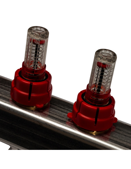 Коллектор STOUT из нержавеющей стали с расходомерами 9 вых. с воздухоотводчиком и сливом