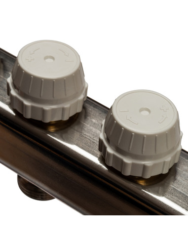 Коллектор STOUT из нержавеющей стали с расходомерами 9 вых. с воздухоотводчиком и сливом