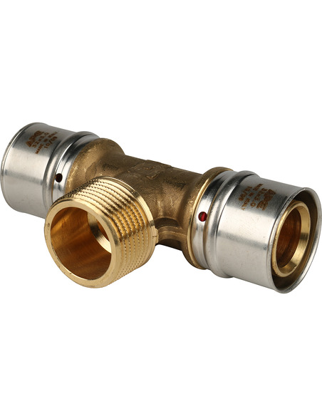 Тройник переходной STOUT 32x1"х32 НР для металлопластиковых труб пресс