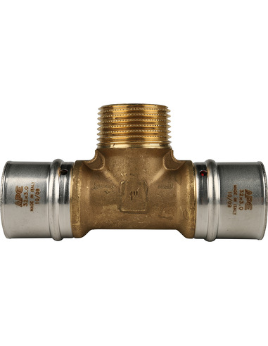 Тройник переходной STOUT 32x1"х32 НР для металлопластиковых труб пресс