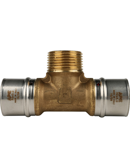 Тройник переходной STOUT 32x1"х32 НР для металлопластиковых труб пресс