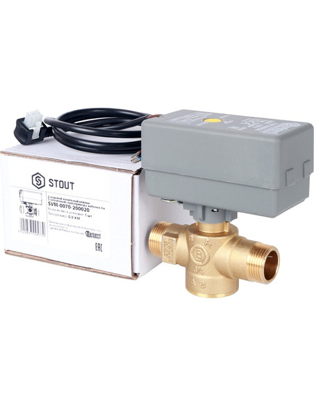 Клапан двухходовой зональный STOUT 3/4" НР с сервоприводом 230V, Kvs 12