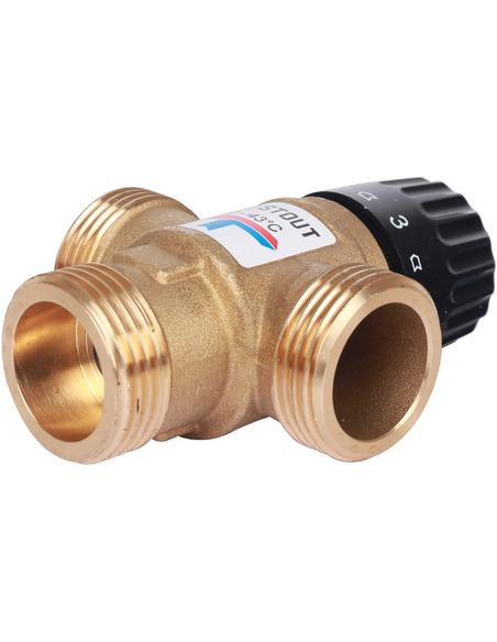 Термостатический смесительный клапан STOUT 20-43°C, 1" НР, Kvs 2,5