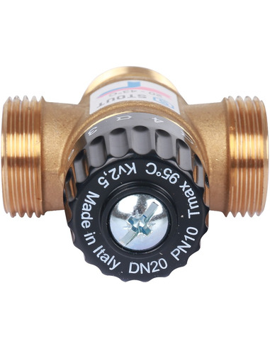 Термостатический смесительный клапан STOUT 20-43°C, 1" НР, Kvs 2,5