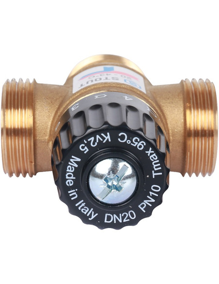 Термостатический смесительный клапан STOUT 20-43°C, 1" НР, Kvs 2,5