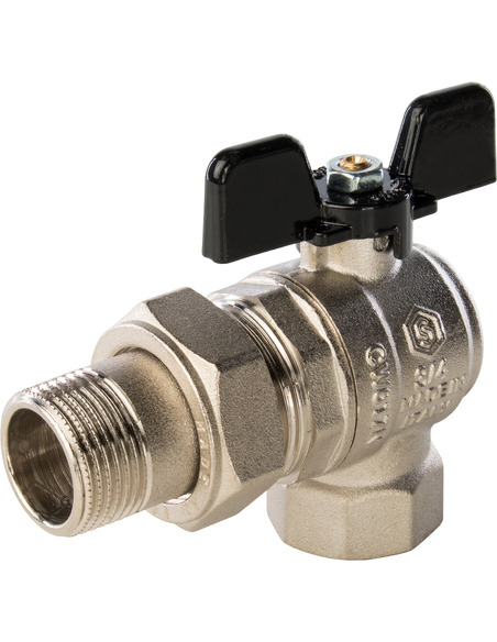 Кран шаровой STOUT полнопроходной 3/4" угловой со сгоном (бабочка)