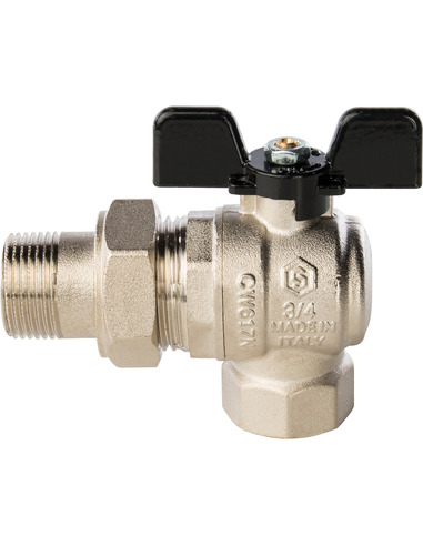 Кран шаровой STOUT полнопроходной 3/4" угловой со сгоном (бабочка)