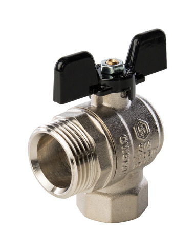 Кран шаровой STOUT полнопроходной 3/4" угловой со сгоном (бабочка)