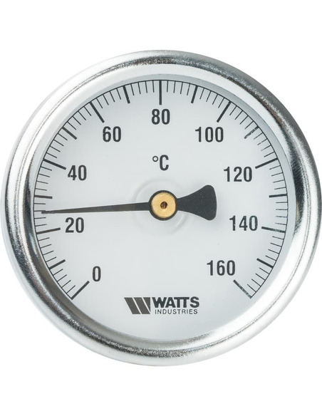 Термометр биметаллический Watts F+R801 OR 63 мм, 0-160ºС погружной, гильза 50 мм Термометр биметаллический Watts F+R801 OR 63 мм, 0-160ºС погружной, гильза 50 мм
