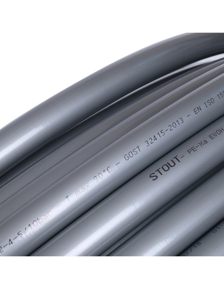 Труба из сшитого полиэтилена STOUT 25х3,5 PE-Xa/EVOH серая (бухта 50 м)
